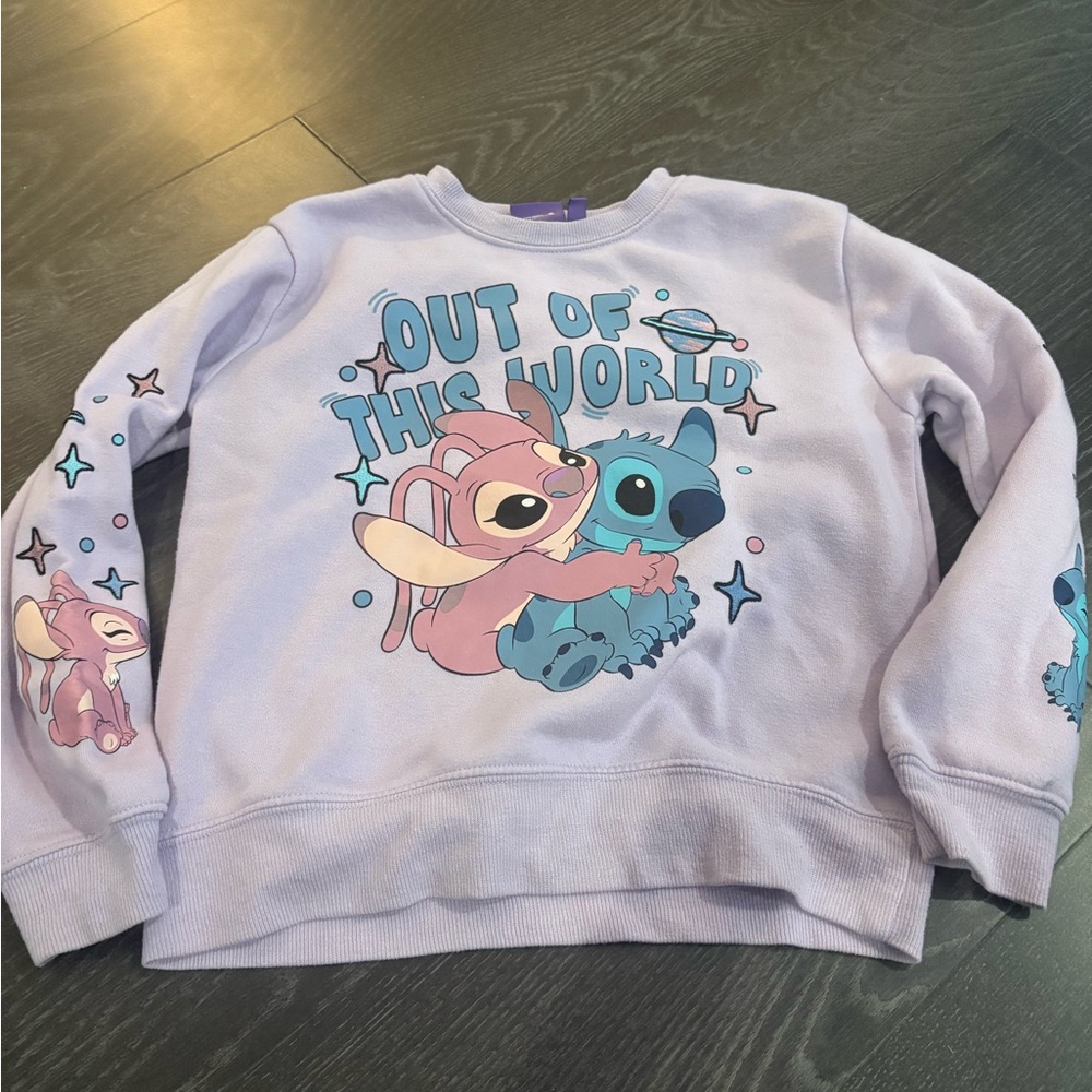 Disney Girls Size 8 Purple Stitch & Angel Sweatshirt